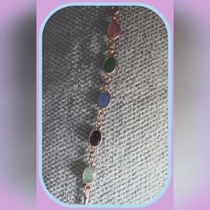 Vintage Scarab Multi Stone Bracelet-EUC-Size 7